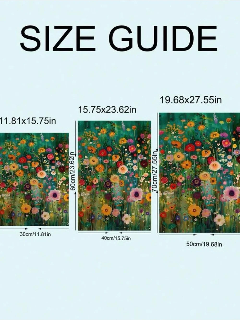 Vibrant Wildflower Canvas Art - Teal & Multicolor Floral Print approx 12x16